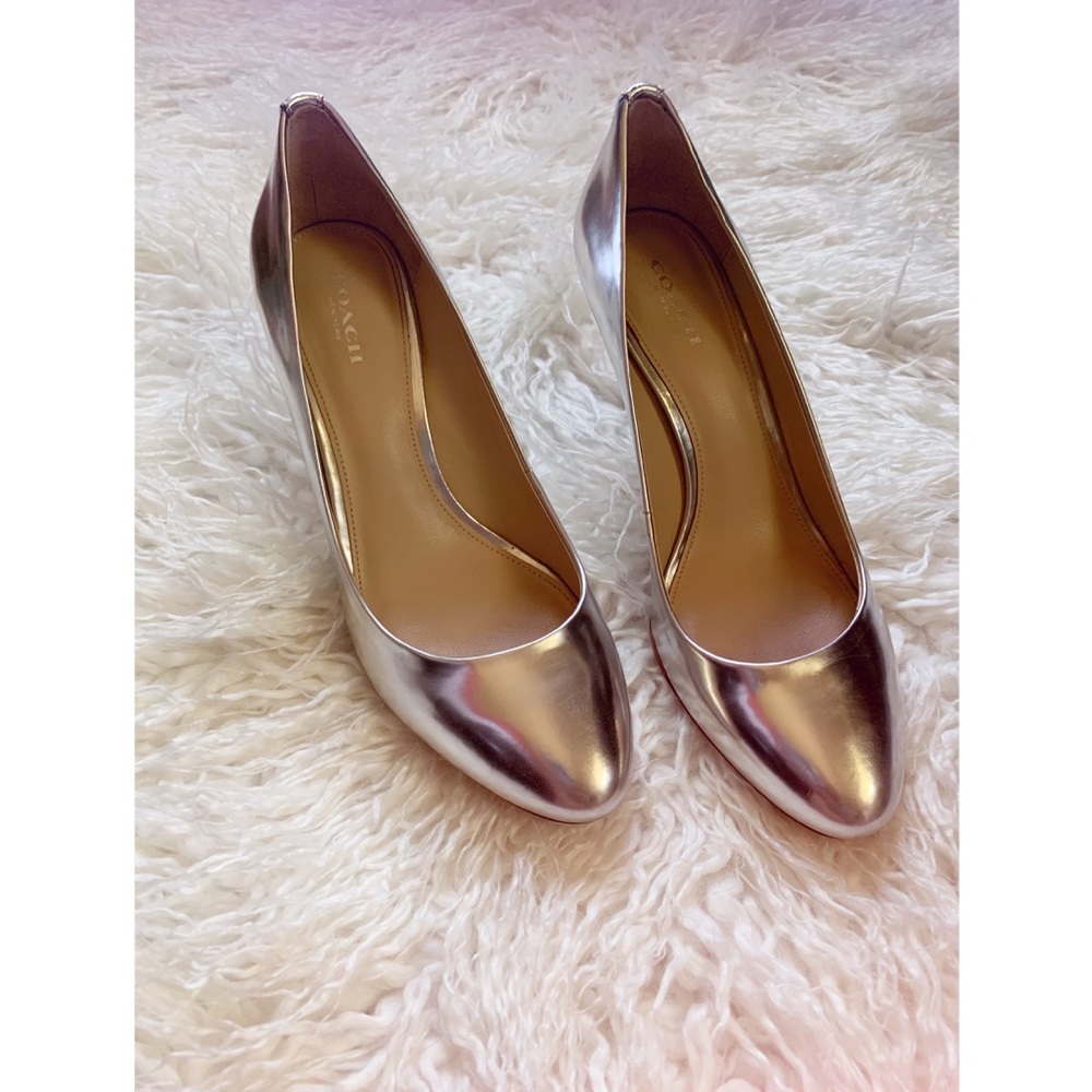 Coach Silver Mirror Nala Heels